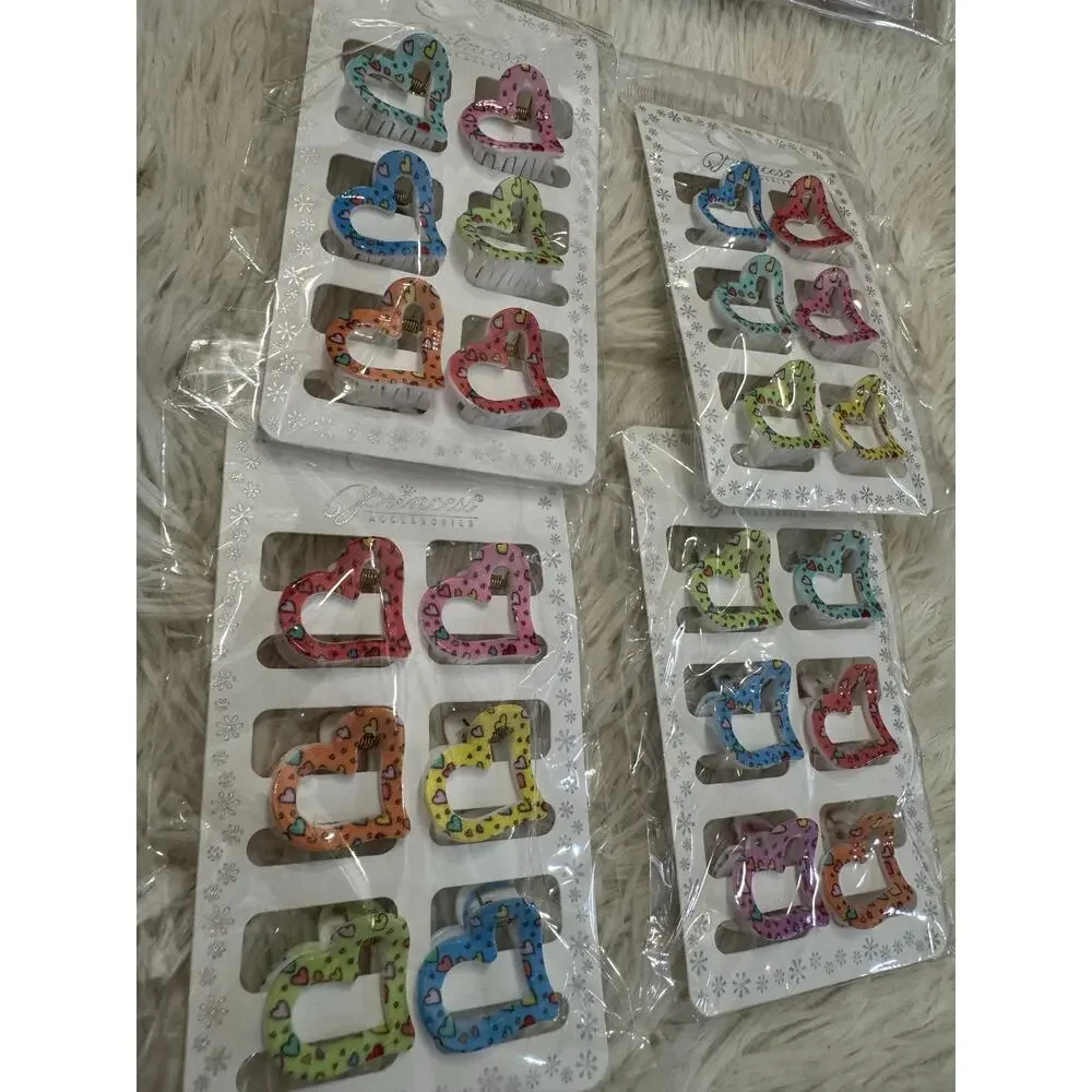 Assorted colors set of 6 small hair clips claws hair accessories
